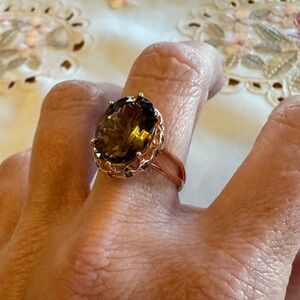 Cubic Zirconia 925 Rose Gold Colored Ring Size 6